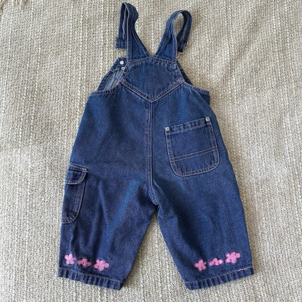 Vintage Furby Overalls Size 12 Months 90's Y2K Pink Denim Jeans Outfit Romper - Picture 11 of 14